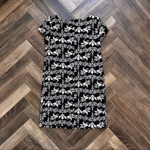 Zara Black and White Floral Patterned Shift Mini Dress Sz S